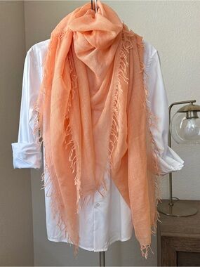 Auth Chan Luu Cashmere Silk Peach Scarf